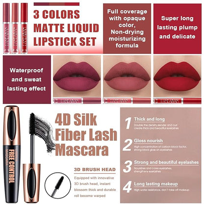 All in One Makeup Kit, Makeup Set Includes 12 Colors Eyeshadow, Foundation & Primer, Lipsticks, Eyeliner, Mascara, Contour Stick, Brow Soap, Makeup Brush & Sponges, Make Up Gift Kit for Women & Teens