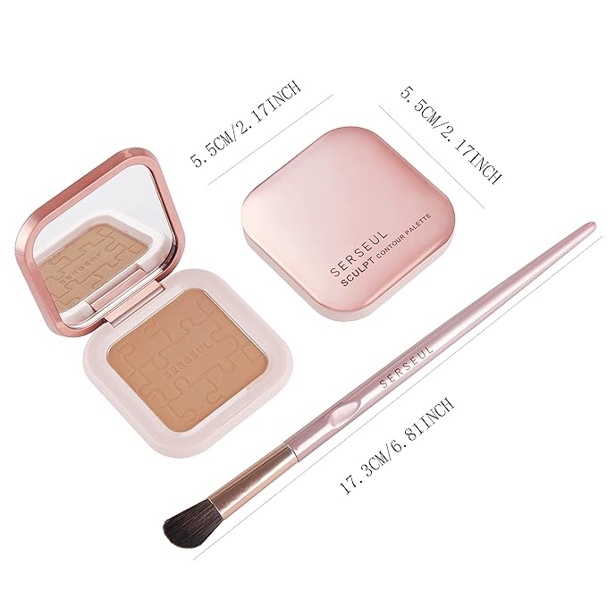 MEICOLY Contour Palette,Shimmer Highly Pigmented Face Powder,Silky Smooth Long-Lasting Delicate Contour Powder Face Contouring Makeup Kit with Brush and Mirror,01 Soft Grey
