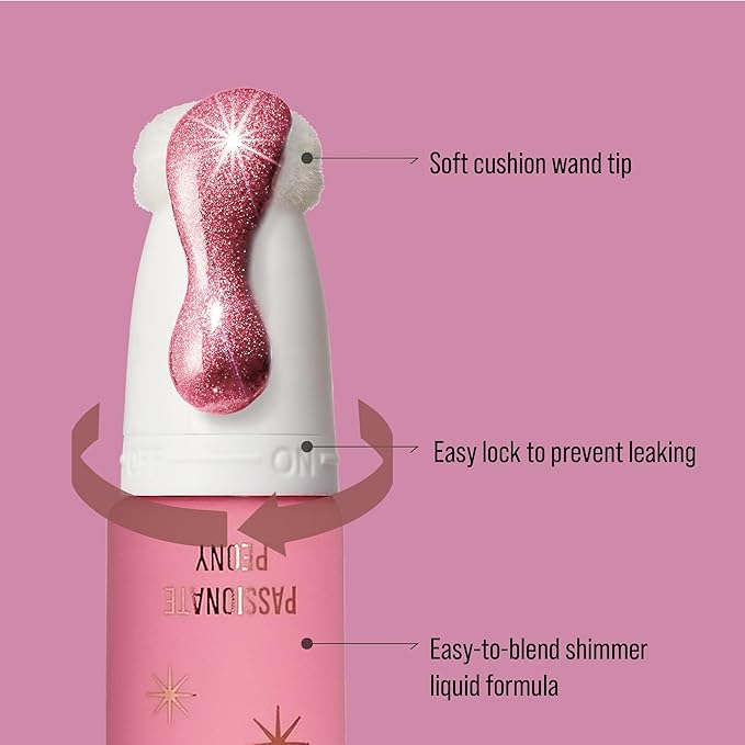 Professional Pearl Liquid Blush Beauty Wand, High Pigment Glow for Cheek, Eye & Lip, Non-Greasy Hydration Lightweight with Sponge-Tip Applicator (Passionate Peony)