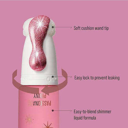 Professional Pearl Liquid Blush Beauty Wand, High Pigment Glow for Cheek, Eye & Lip, Non-Greasy Hydration Lightweight with Sponge-Tip Applicator (Passionate Peony)