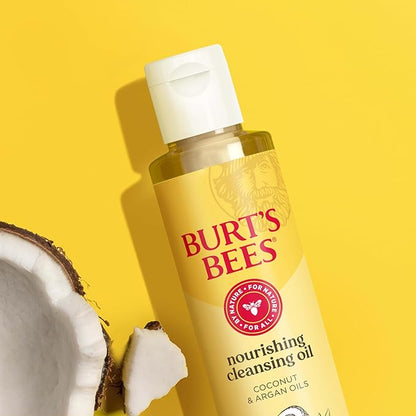 Burt's Bees Nourishing Cleansing Oil With Coconut and Argan Oils, Cleansing Face Oil for Normal to Dry Skin, College Back to School Dorm Essentials, Natural Origin Skin Care, 6 fl. oz. Bottle