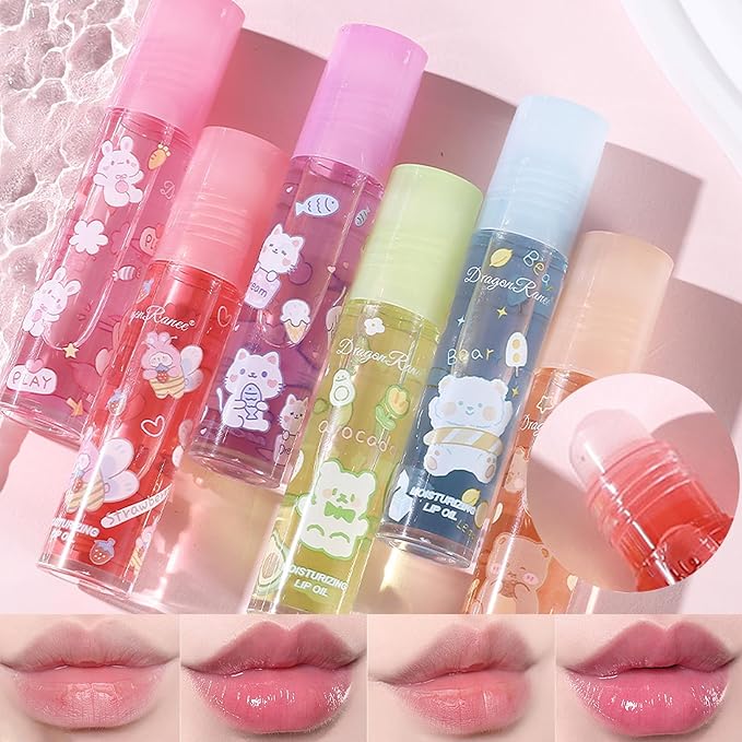 6pcs Roll On Lip Gloss Set, Fruit Flavored Lip Gloss Set Glossy Lip Make-up for Kids and Teens, Non Toxic, Kid Friendly, Party Gift, Best Friends