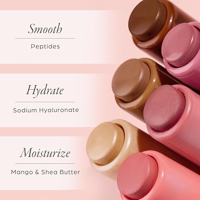 PÜR Silky Tint Creamy Multitasking Blush Stick with Peptides, Berry Best - Blush Stick with Natural, Healthy-Looking Glow & Ultra-Creamy Finish - Professional Makeup