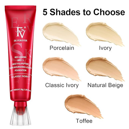 FV Matte Liquid Foundation and Translucent Loose Powder, Waterproof Formula for Oily to Normal Skin Types