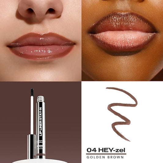 Sacheu Lip Liner Stay-N Peel Off Lip Stain — Long Lasting Matte Lip Tattoo Transfer Proof Lipstain Infused with Hyaluronic Acid & Vitamin E for All Skin Types — Vegan & Cruelty-Free, Hey-zel