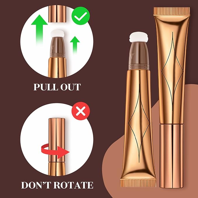 Contour Beauty Wand, Liquid Face Concealer Contouring Highlighter Blusher Stick with Cushion Applicator, Long Lasting Smooth Natural Matte Finish, Lightweight Blendable Super Silky Cream Contour Stick (3Pcs(01#Contour+03# Blush+05#Highlighter))