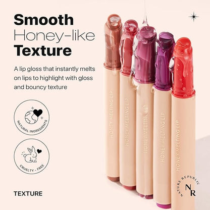 Nature Republic HONEY MELTING LIP (00 CHAI MILK TEA) SOFT LIP STICK Hydrating Gloss, Moisturizing balms, Sheer tint, Shine & Nude, Glowy Finish, korean make up