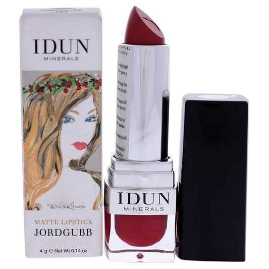 Matte Lipstick - Vegan Formula - Highly Pigmented - Nourishes, Hydrates And Softens Lips - Rich Color Payoff - Long Lasting Wear - Suitable For All Skin Types - Jordgubb - 0.14 Oz