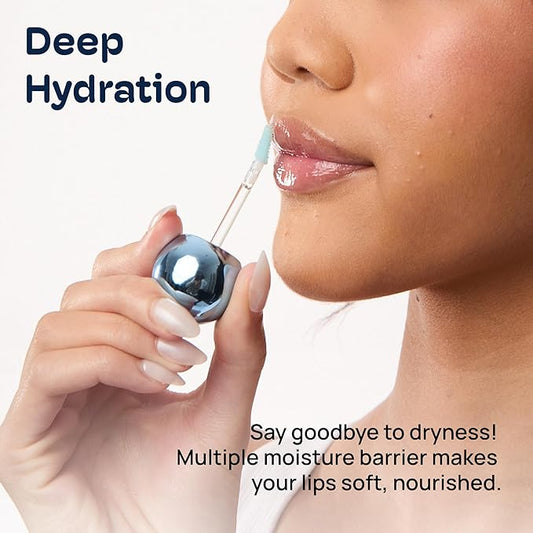 MIXIK Glossy Lip Serum, Ultra-Hydrating Lip Gloss with Blue Agave, Olive & Avocado Oils for Soft and Smooth Lips, Long Lasting Moisture without the Sticky Feel (Clear Oasis)