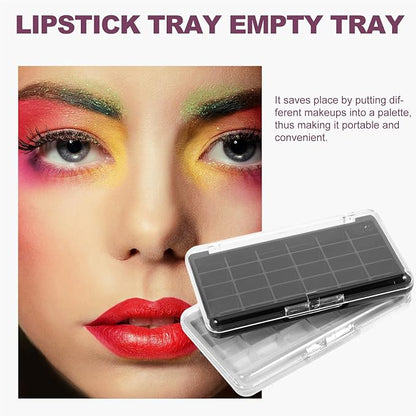POPETPOP 2 Pcs Empty Eyeshadow Palette, 24 Grids Empty Makeup Palette, Portable Eyeshadow Pan Diy Lipstick Box, Transparent Magnetic Makeup Container