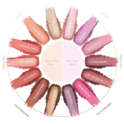 Oulac Silky Matte Powder Blush in Natural Finish 02+11+12
