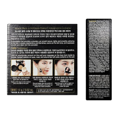 Farmstay Black Snail & Peptide 9 Perfect Cushion Foundation | Full Coverage, Lightweight, Skin-Fit, Smooth Radiant Finish, Korean Cushion Foundation (#25 Sand Beige, 0.53 Fl Oz)