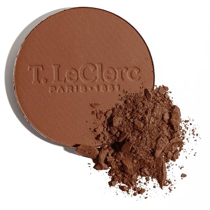 T.LeClerc Rice Compact Powder – Anti-Aging Pressed Powder with Brown Rice Ferment – Long-Lasting Natural Matte Finish – Moisturizing | Non-Comedogenic Face Powder (CHÂTAIGNE, 9G)