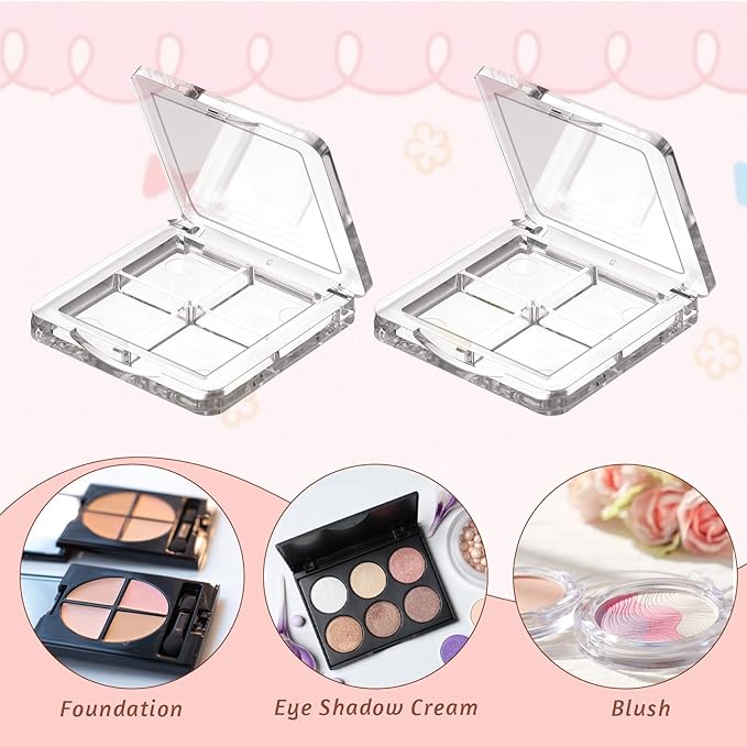 2 Pcs Empty Makeup Palette, Empty Lipstick Palette Empty Eyeshadow Palette Portable Lipstick Box Blush Eyeshadow Pan for DIY Makeup Containers
