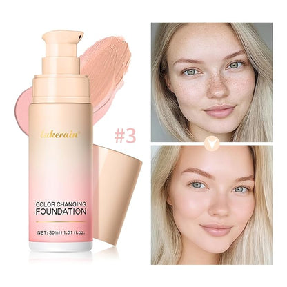 Colour Changing Foundation With Centella, CC Red Correction Cream, Color Correcting Formula for Blemishes, Red Skin, & Acne Marks, Liquid Foundation for Women-Pink