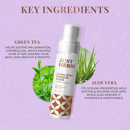 Long Stay Non Sticky Makeup Fixer, Setting Spray for Face Makeup with Aloevera and Green Tea 100 ml