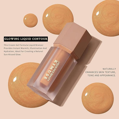 KIMUSE Soft Liquid Contour Stick, Glow Liquid Cream Bronzer, Weightless, Long-Wearing, Smudge Proof, Natural-Looking, Blendable, Bronzer Makeup