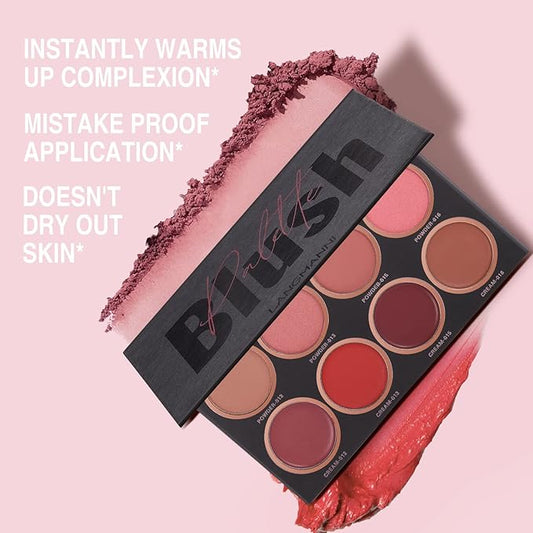8 Colors Face Blush Palette, Matte Mineral Powder Bright Shimmer for Cheek and Eye Shadow Make-up, Contour and Highlight, Women Facial Makeup Plate