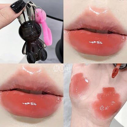3Pcs Bunny Hydrating Lip Gloss Set, Jelly Liquid Lipsticks Shiny Cute Lip Gloss Oil Lip Plumping Moisturizing Glass Finish Lip Gloss for Women