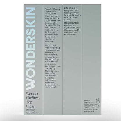 Wonderskin WONDER BLADING Top Gloss - Clear Glitter Lip Gloss, Hydrating and High Shine Finish Lip Makeup (Clear Shine)