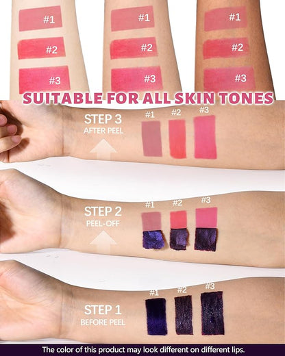 Peel Off Lip Stain Tattoo, Long Lasting Lip Liner Stain Peel Off Matte Nude Lipgloss Rose Lipstick, Waterproof Smudge Proof High Pigmented Color Peel Off Lipstain Tint Women Lip Makeup Gift-02