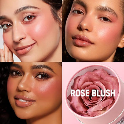 3D Rose Petal Blush for Cheeks, Baby Peach Cream to Powder Flower Blush Makeup Gift for Women, Natural Nude Dewy Finish Shimmer Buildable Face Rouge Rubor Highlighter Contour Makeup-Baby Peach