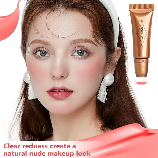Blush Wand Liquid Cream Blush Liquid Face Blush Stick With Cushion Applicator Face Makeup Natural Blush Long Lasting Contour Stick Makeup Liquid Rare Beauty Blush Stick(#02 Peach Pink Blush)