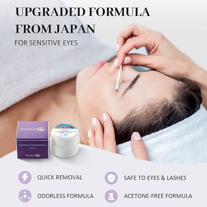 Eyelash Extension Glue Remover, PINKZIO Lash Extension Cream Remover For Eyelash Extension Glue, Fast Lash Adhesive Dissolution, Easy To Control, No Damage To Natural Lahes-5 ml, white