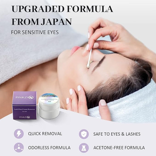 Eyelash Extension Glue Remover, PINKZIO Lash Extension Cream Remover For Eyelash Extension Glue, Fast Lash Adhesive Dissolution, Easy To Control, No Damage To Natural Lahes-5 ml, white
