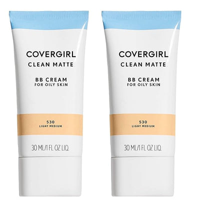 COVERGIRL Clean Matte Bb Cream for Oily Skin, Light Medium 530, 1 Fl Oz (2 Count)