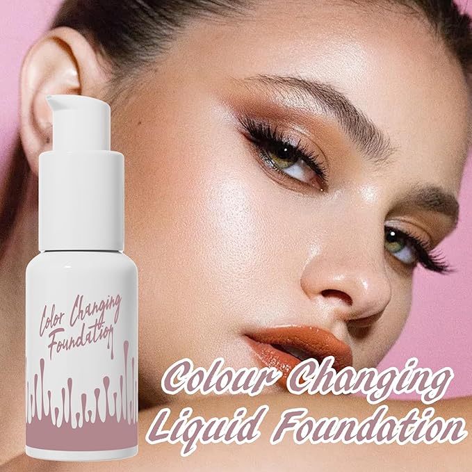 Color Changing Foundation, Base Nude Face Liquid Cover Concealer, Flawless Full Coverage Natural Color Face Primer Base Makeup, Waterproof And Sweatproof, Non-greasy, Non-marking, Long Lasting
