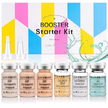 BB Facial Glow Starter Kit Hydration Serum Foundation Skincare Mix 0.27oz Hydration Ampoule and Essence Foundation 12 Vials Glow Pigment Skincare Kit (Mix color)