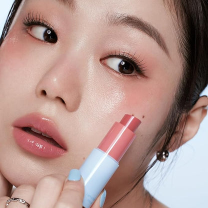 INTO YOU Multi-use Blush Stick Clean Fit and Clean Makeup, 3 in 1 Blendable Color and Cooling Water-like Feeling Blush Stick for Cheeks, Eyes and Lips, Pure Winter Rose(MS04)