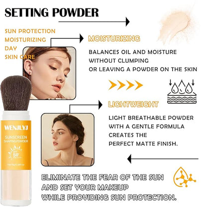 Mineral Sunscreen Setting Powder Makeup,Translucent Powder SPF 50 PA++++,Oil Control Long Lasting Face Setting Powder Sunscreen,Matte Finish,Lightweight,Breathable,All Skin