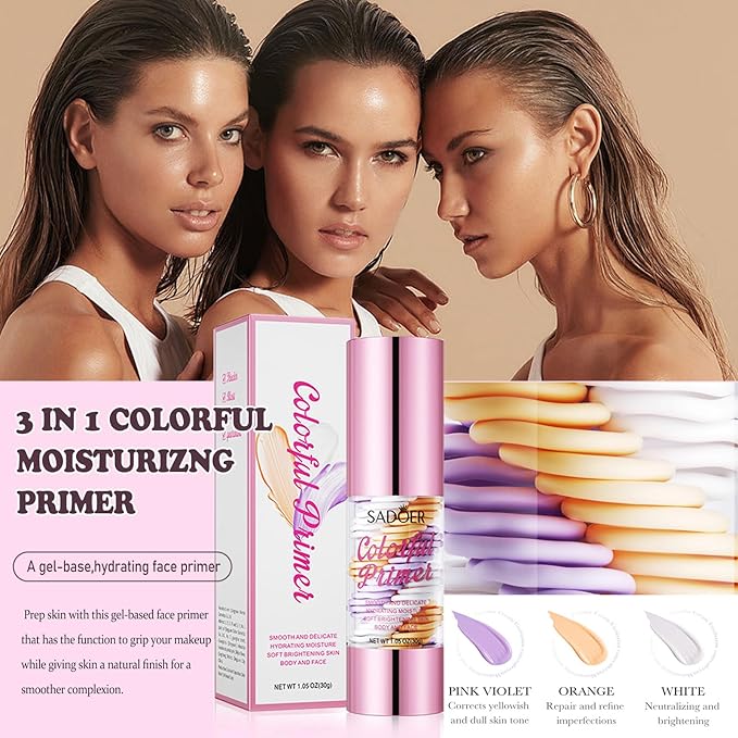 3 In 1 Primer for Face Before Makeup, Transparent Makeup Base Isolation Cream, One Step Moisturizing Face Primer, Blurs Imperfections Oil Control & Evens Skin Tone