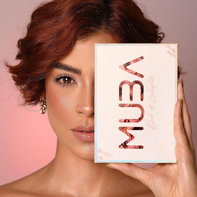 MUBA COSMETICS Universal Blush and Highlighter Palette-Face Makeup Set- 3-Highlighter Powder & 3- Blush Powder Shades- Face Highlighter & Powder Blush Palette - Powder Highlighter
