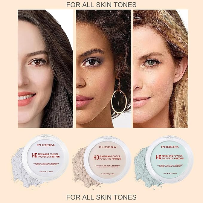 PHOERA Foundation Pressed Face Powder, Soft Focus Setting Powder, Silky Powder For Creating Without Shine, Smooths Pores & Lines, Up to 24H Wear Oil Control,0.28 Oz (003 Mint Green)