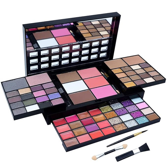All in One Makeup Kit for Women Full Kit, 74 Colors Professional Makeup Gift Set, Include 36 Eyeshadow, 16 Lip Gloss, 12 Glitter Cream, 4 Concealer, 3 Blusher, 2 Highlight and Contour, 1 Bronzer