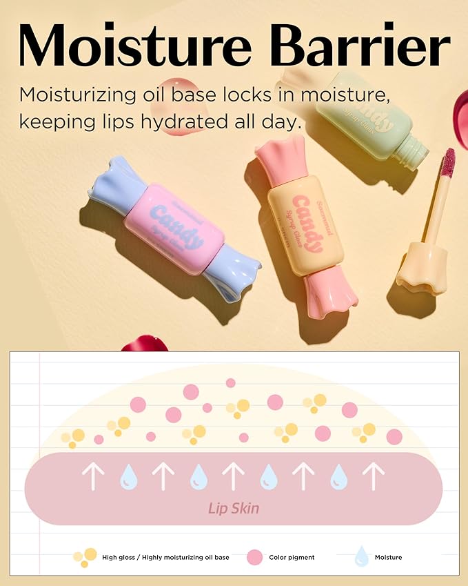 THESAEM Saemmul Candy Syrup Gloss 02 Cherry Syrup – Buildable High Shine Bouncy Lips with Cute Candy Tint - Long Lasting Plumping & Moisturizing, 0.2 fl.oz.