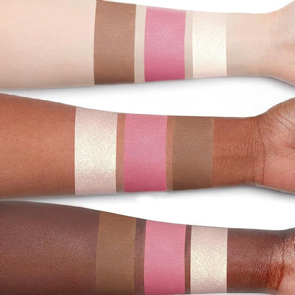 3 Pcs Cream Blush Contour Highlighter Stick for Cheeks Eyes Lips Lightweight Dewy Finish Blush Stick Waterproof Long Lasting Contour Stick Trio Wand Face Makeup Set for Girls and Women (2+5+6)
