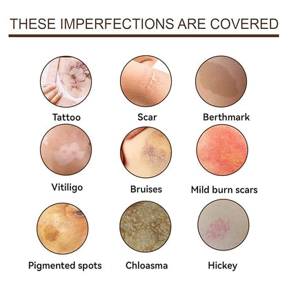 Tattoo Cover Up,Waterproof Invisible Concealer Body Leg Bruise Stretch Scar Dark Spots Vitiligo Skin Makeup Waterproof,Professional Long Lasting Tattoo Cover Up Suitable for Men and Women,2 Pcs Color