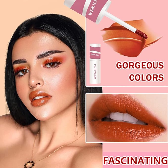 Lip Tint Stain Set,Mini Velvet Lip Tint Watery Lip Stain Long Lasting Waterproof Moisturizing Lip & Cheek Tint,Hydrating,Natural Glossy Liquid Lipstick Lip Gloss Kits for Women (set E)
