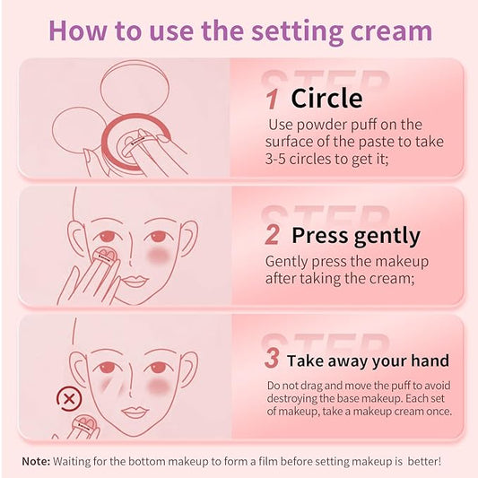 Jelly Pressed Setting Powder, Oil Control Face Pressed Powder for Makeup, Powder-free Makeup Setting Cream, Flawless Matte Long Lasting Finishing Lightweight Waterproof Face Cosmetics 0.24 Oz