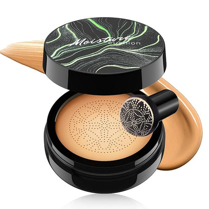 Mushroom Head Air Cushion CC Cream Strong Concealer, Moisturizing BB Cream Makeup Base Primer Even Skin Tone for All Skin Types, Face Makeup Cushion Foundation Long Lasting (Medium)