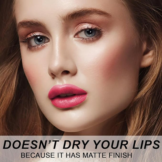 Matte Bullet Long Wear Lipstick - Vegan and Cruelty-Free - Smudge and Waterproof Matte Lipstick with Moisturizing Formula - All Day Comfort - (Ruby Fever #06)