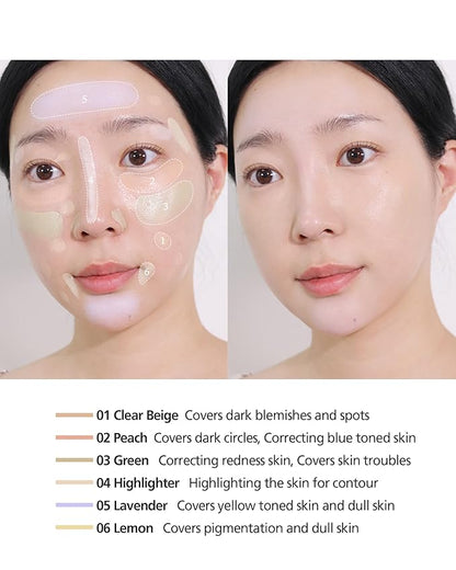 THESAEM Cover Perfection Concealer Palette 01 Cover&Correct - Multi Use 6 Colors Correcting Conceal Palette - for Dark Circles, Imperfections, Face Tone Corrector, Ideal for Fair to Light Skin