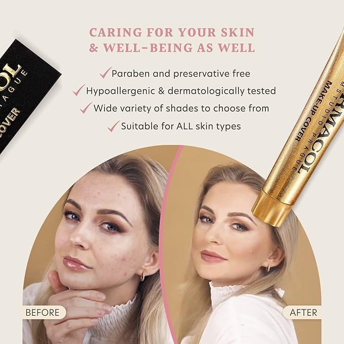 Dermacol Mini Full Coverage Foundation 13g, Liquid Matte Makeup with SPF 30, Waterproof Foundation for Oily Skin, Acne, & Under Eye Bags, Long-Lasting Makeup Products Shade - 210