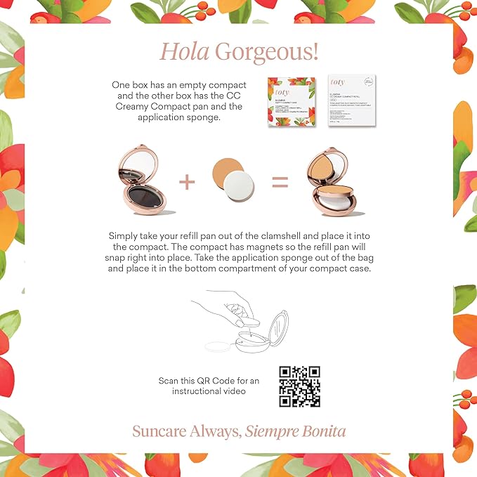 Toty by Sofia Vergara - Ilumina CC Creamy Compact SPF 50+ Mineral Broad Spectrum Sunscreen for Face - Tinted Blurring Balm SPF- Matte, Light Coverage - Water & Sweat Resistant - All Skin Types - 4W