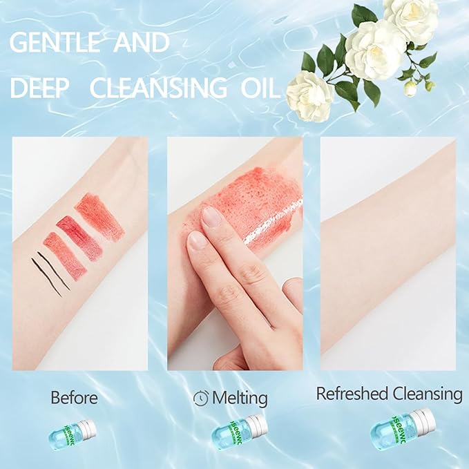 20PCS Mini Clensing Oil for Face, Jojoba & Camellia Oil Makeup Remover Travel Size, Lightweight Softening Soothing Gentle for All Skin Types, Individually Packaged Units, 2ml x 20 Capsules
