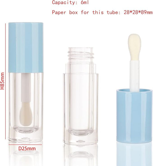 COSIDEA 14pcs Empty 6ml big doe foot wand Chunky lip gloss tubes for DIY lipgloss,Pink round lipgloss containers tubes with thick wand (Blue)